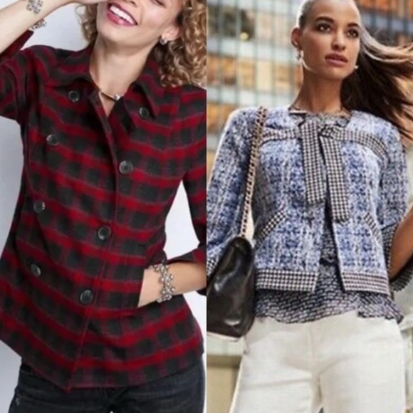 Bundle Cabi Snow Valley Buffalo Check Jacket Reina Houndstooth Club Blazer XS - Picture 1 of 16